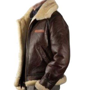 Avirex Brown Leather Sheep Skin Shearling Bomber